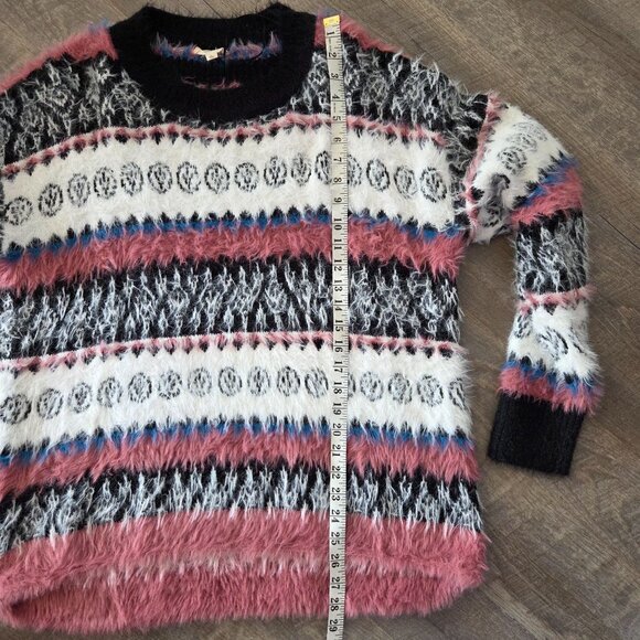 Eesome US Womens Large Colorful Striped Fuzzy Knit Sweater Winter Cozy - Picture 7 of 8